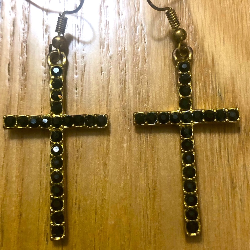 Black Cross Earrings ✨
